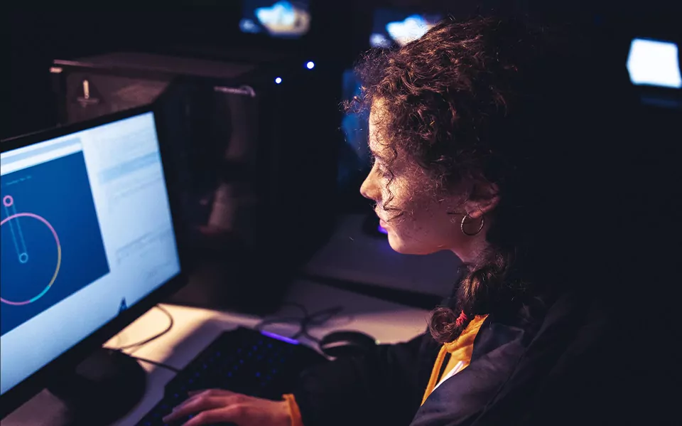 Female working at computer