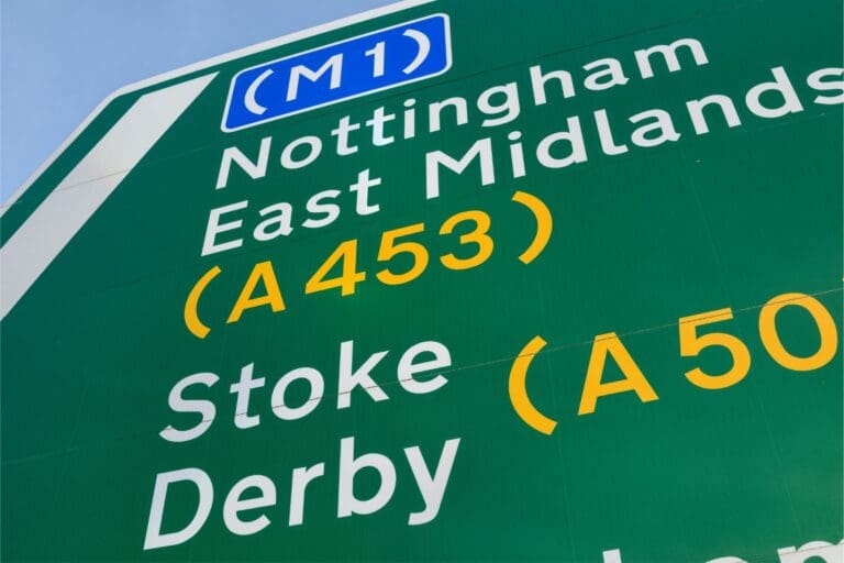 East Midlands road sign