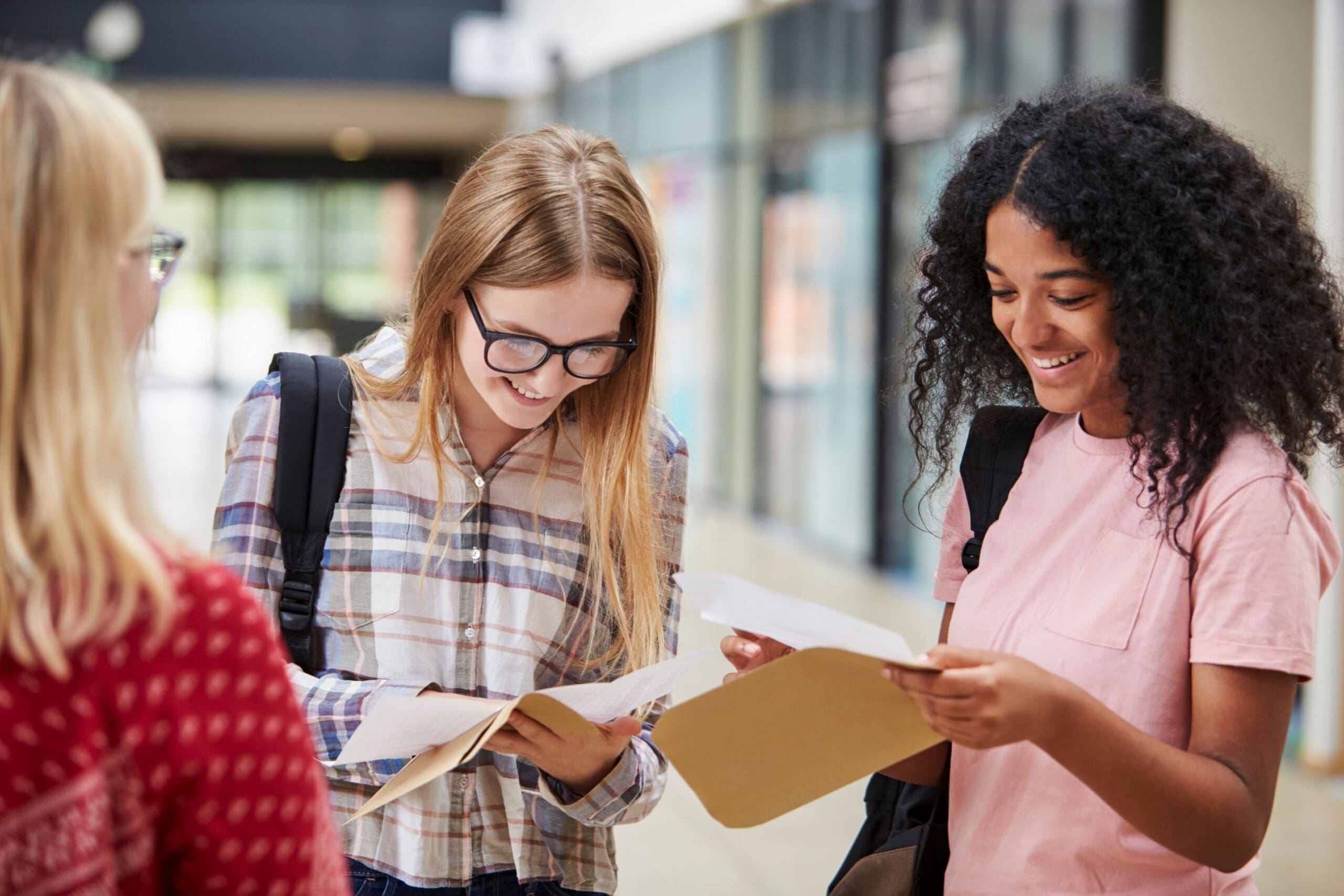 School leavers receiving their GCSE results