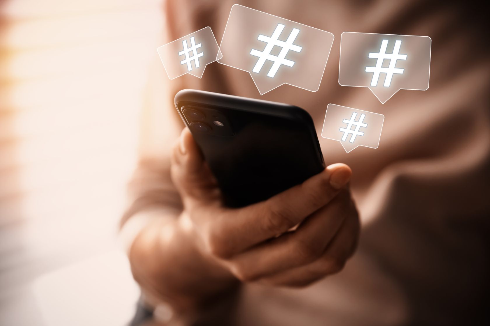 Using hashtags on smart phone