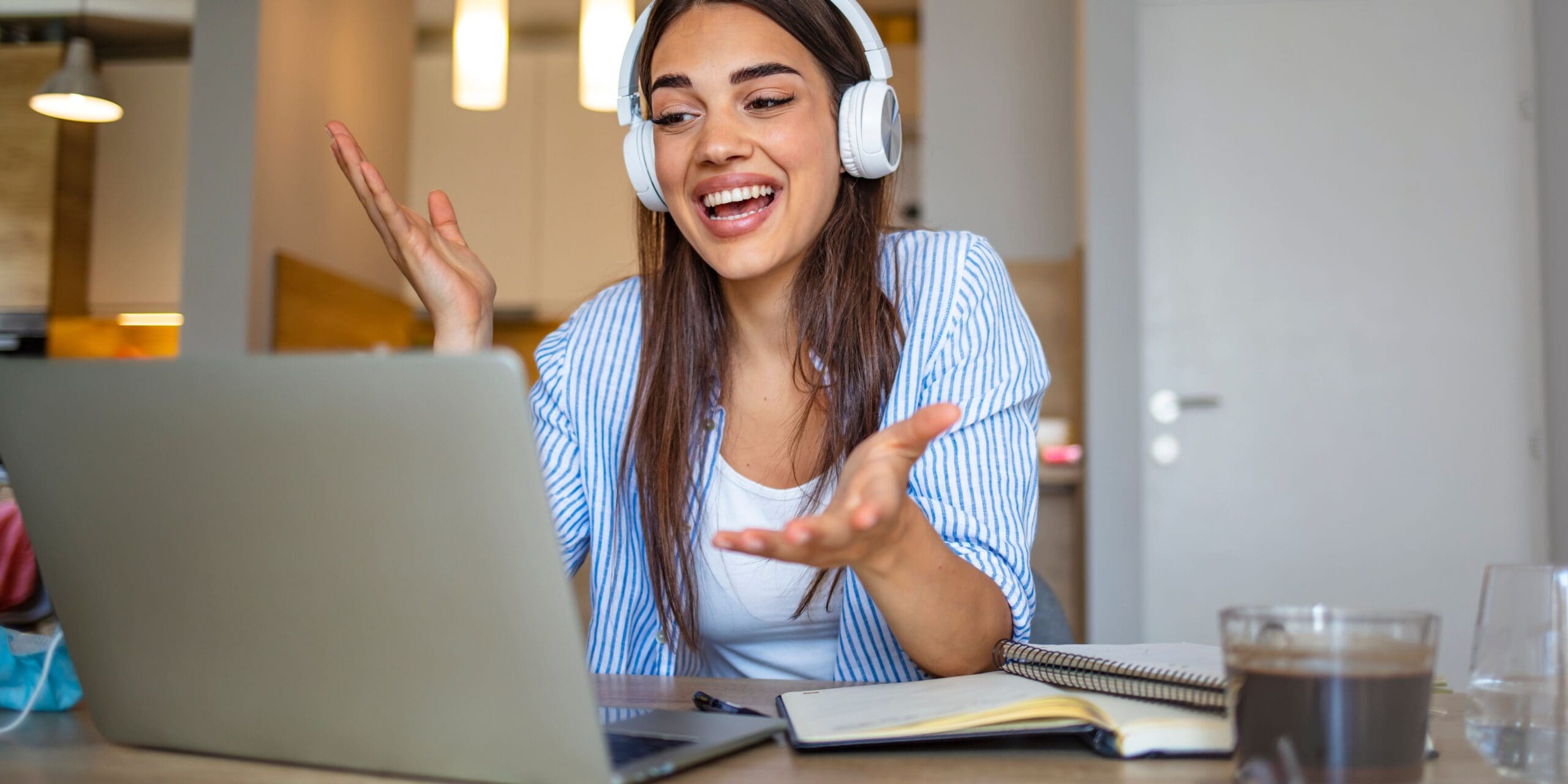 A woman on a laptop