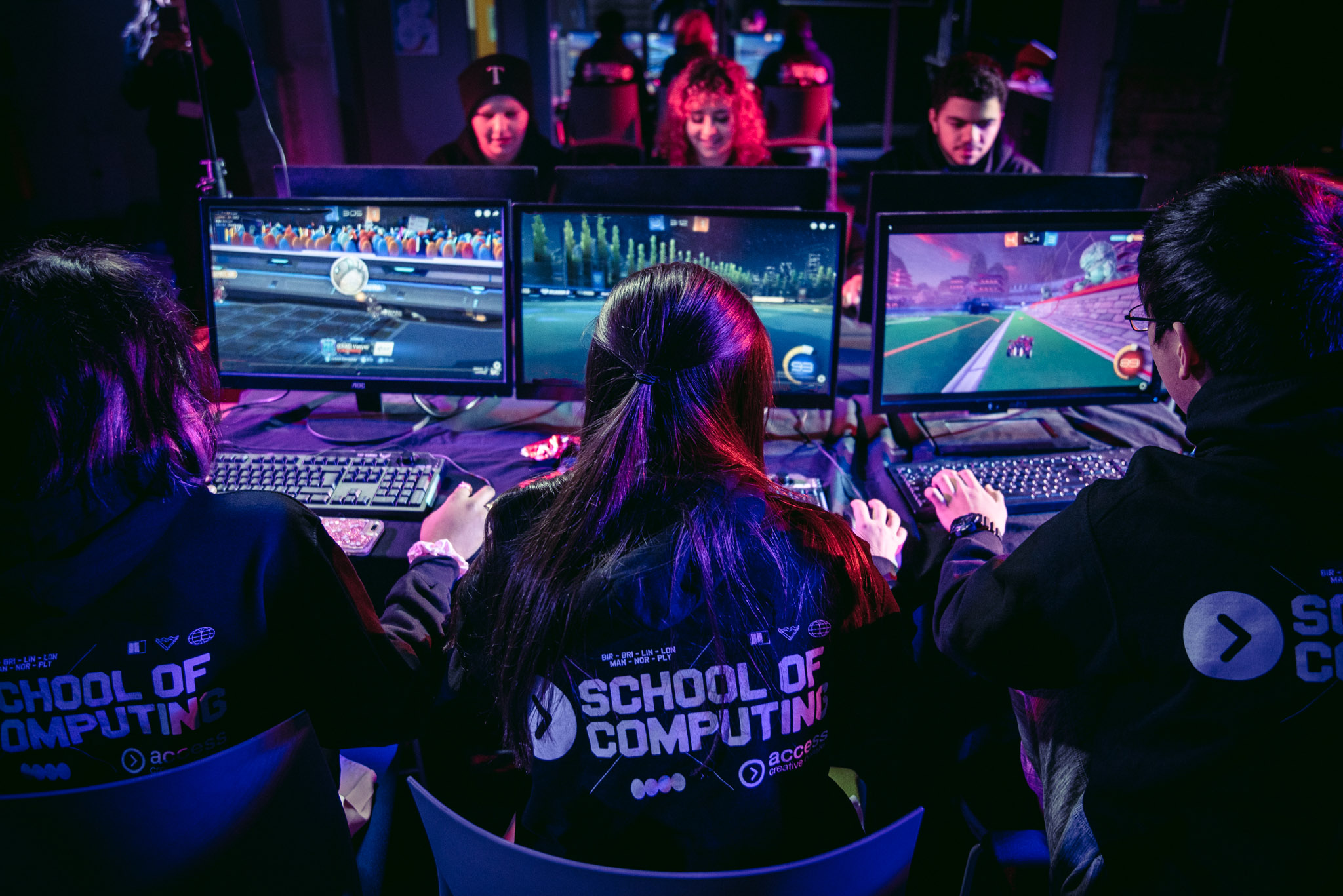 Esports students playing together