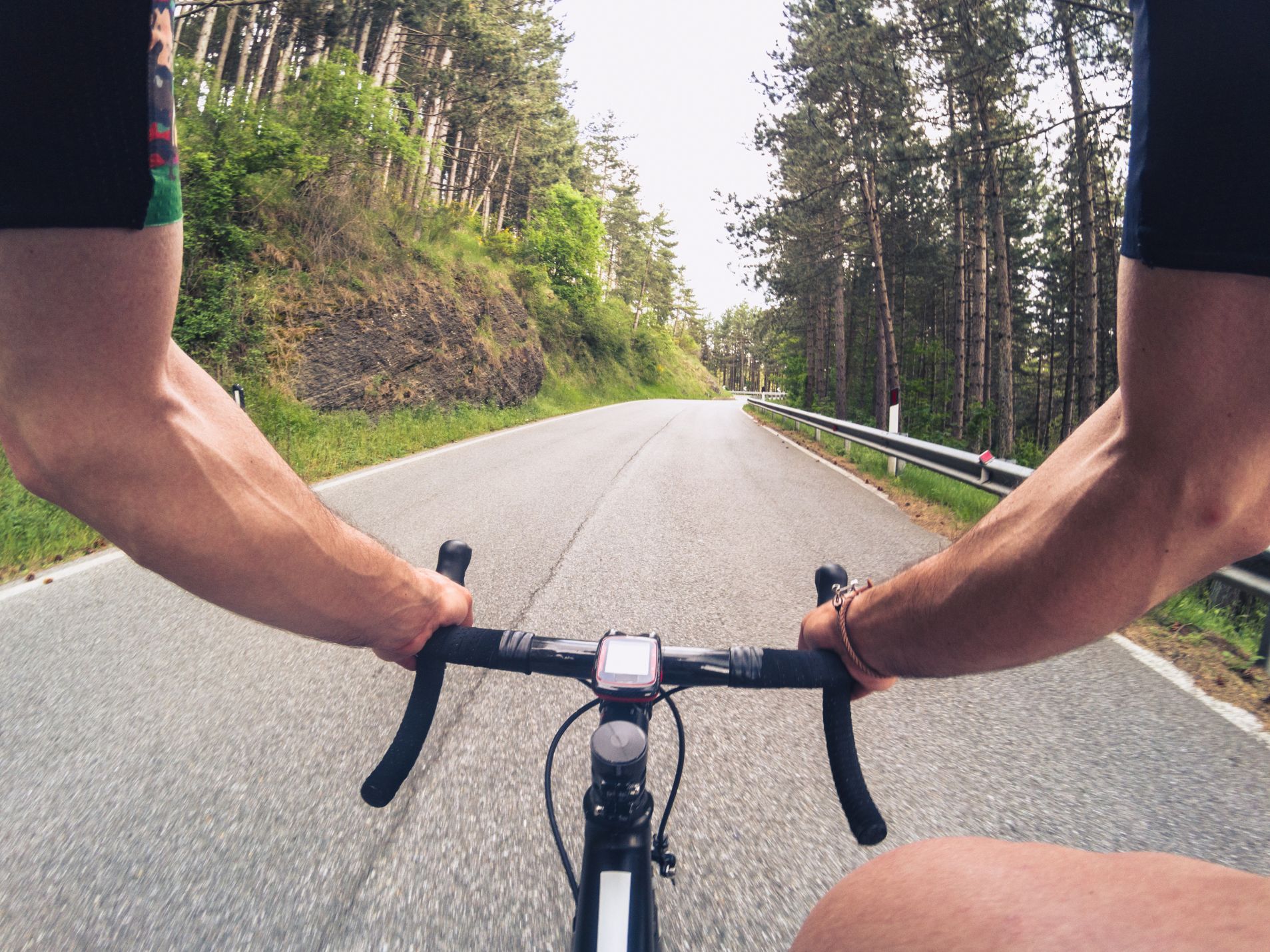 POV shot of cyclist