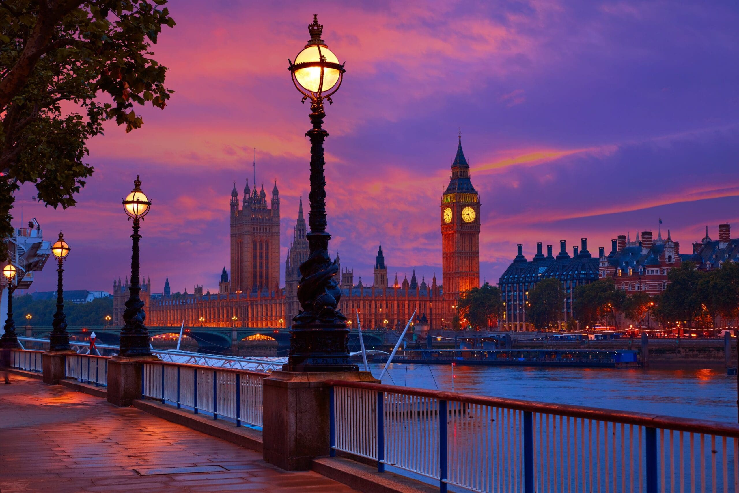 London skyline sunset