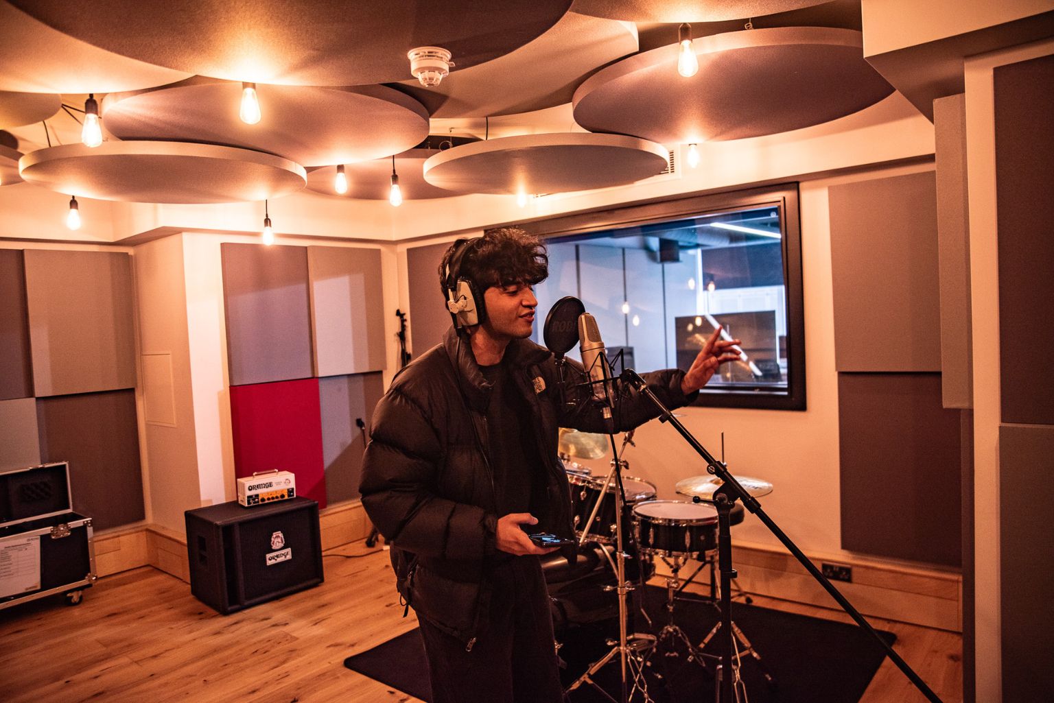 ACC London music student performing in recording studio