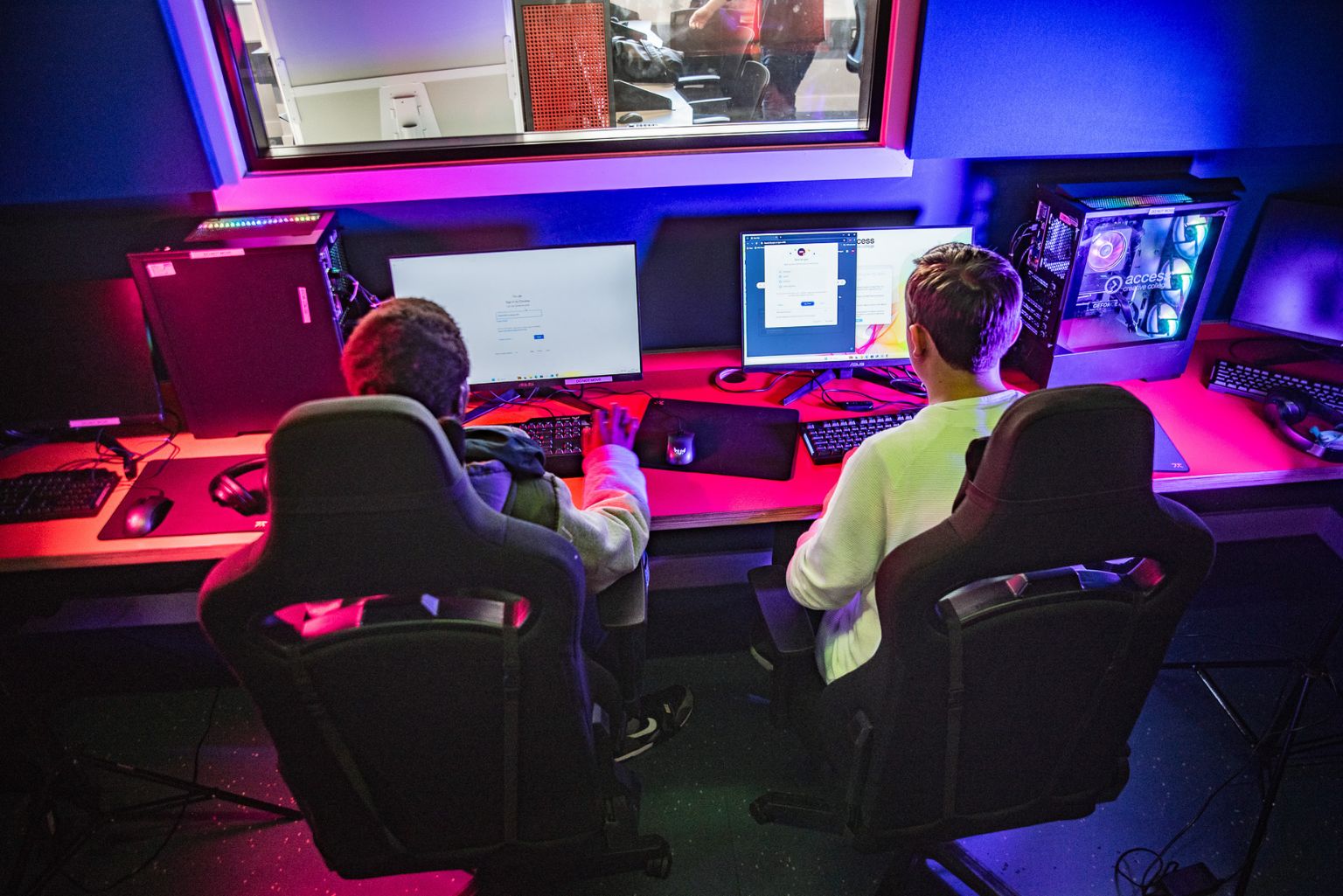 Gaming students on computers at ACC London