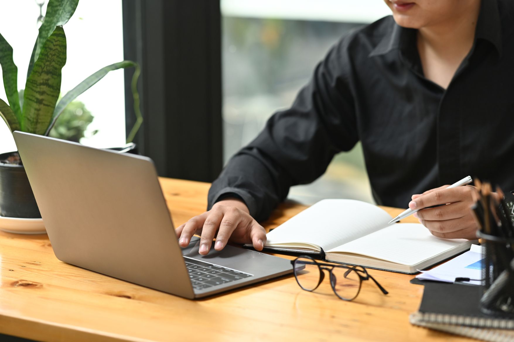 Copywriter working on laptop