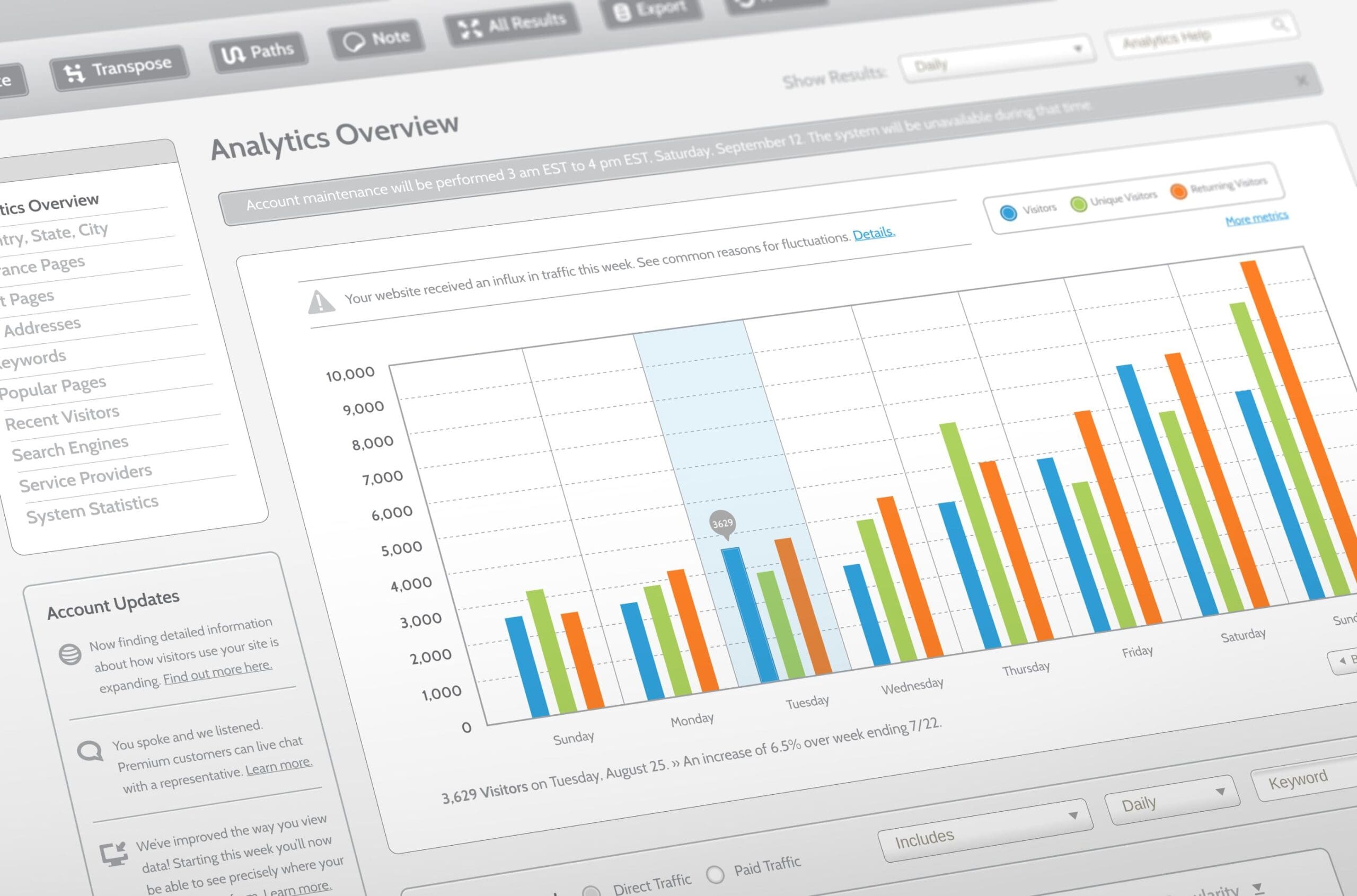 Website traffic analytics chart