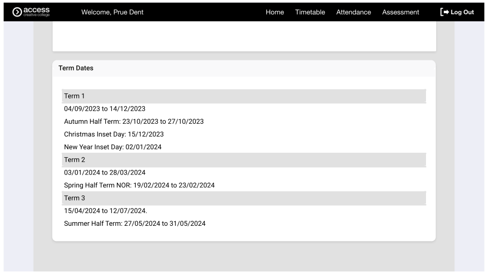 Parent portal term dates 1